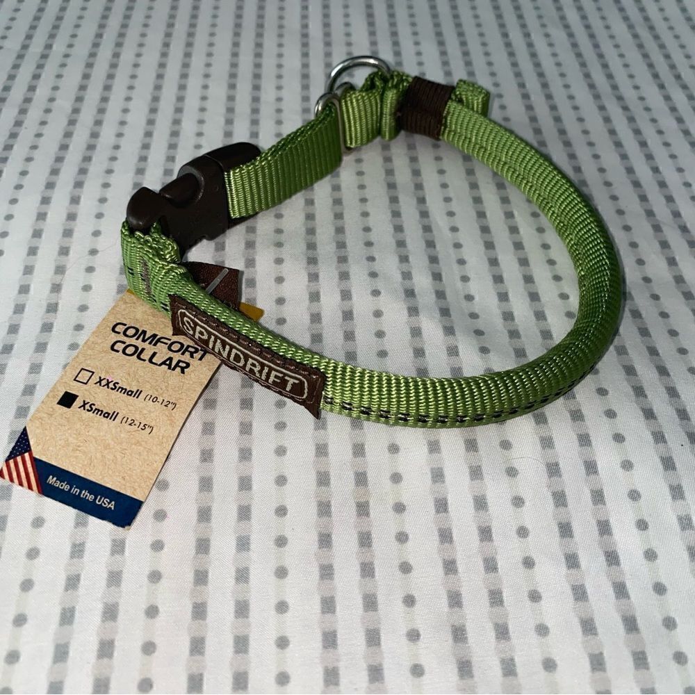 Spindrift dog collar, green, size XSMALL (12”-15”) NWT